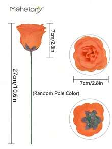 MEHELANY 12/6/1pcs Artificial Glitter Rose Bouquet With Wrapping Paper, Orange Artificial Rose, Everlasting Glitter Artificial DIY Rose Bouquet, For Anniversary, Valentine's Day, Mother's Day, Thanksgiving, Graduation, Teacher's Day, Wedding Gift, Tabletop Decor, Home, Room, Office, Kitchen Decor, Party Supplies, Birthday Gift For Girlfriend, Mom, Ladies - Orange - View 4