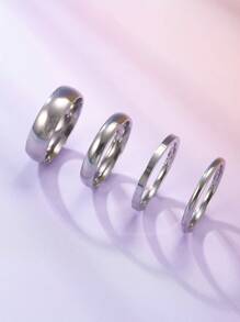 4pcs Stainless Steel Silver Fashionable And Simple Smooth Ring Set That Can Be Worn By Both Men And Women, Suitable For Neutral Daily Decoration Or Gift Giving, Finger Size 6 To 13