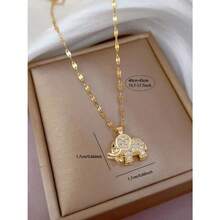 1pc Brass Alloy Cubic Zirconia Elephant Pendant Necklace - Stainless Steel Chain Electroplated 18K Gold Color - Women's Jewelry - Fashionable And Elegant, Suitable For Wife/Lady Gift (No Box) - Vàng - Xem 2