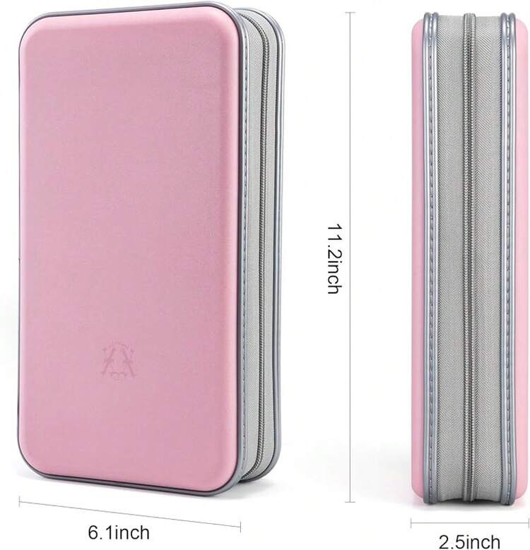Alavisxf Xx CD Holder, 72 Capacity CD/DVD Case Holder Portable Wallet Storage Organizer Hard Plastic Protective Storage Holder For Car Travel(72 Capacity, Black 72) - Baby Pink - View 4