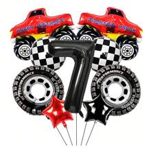 9pcs 40inch Black Large Digital Balloon Package Pickup Truck Racing Car Birthday Themed Balloon Scene Decoration