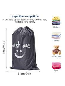 1PC Wash Me Travel Laundry Bag,Washable Drawstring Laundry Bag, EXTRA LARGE, Dirty Clothes Organizer, Large Enough To Hold 4 Loads Of Laundry, Easy Fit A Laundry Hamper Or Basket, Machine Washable, Dorm Room Essentials, College Essentialscloset Organization And Storage Bedroom - Multicolor - View 3