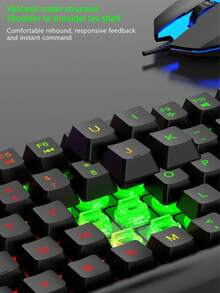 AKKHOO Colorful, Dazzling Illuminated Gaming Keyboard And Mouse Set. Wired Keyboard And Mouse Set, Compatible With Desktop Computers And Laptops. Suitable For Both Gaming And Office Use. - View 2