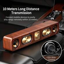 Dazone Retro Bluetooth Soundbar Speaker – 15.3" Wood Grain Wireless Home Audio With FM Radio, TF Card/USB Input, Aux-In, And Hands-Free Calling, Surround Stereo Sound Subwoofer - 15.3-in L - 查看 7