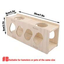 1pc Wooden Hamster, Gerbil, Golden Hamster Toy House, Hideout Tunnel, Climbing Game House, Suitable For Small Animal Villa Stairs - Multicolor - View 14
