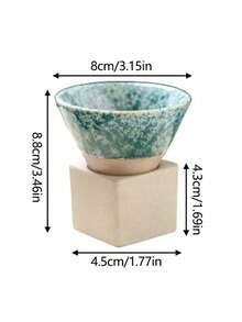 1 Set 100ml Creative Retro Ceramic Espresso Coffee Cup Rough Pottery Tea Cup Japanese Latte Pull Flower Porcelain Cup Household With Base Stoneware Personal New Pottery Mug School Supplies Back To School - Beige - View 5