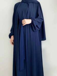 1 Set Sleeveless Undershirt + Open Abaya, Made Of Skin-Friendly Crinkle Chiffon Fabric, Breathable, Suitable For Muslim Women's Daily Wear, Can Be Used In Spring, Summer And Autumn - Multicolor - View 20