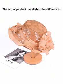 1 chiếc mũ đi nhà thờ thanh lịch dành cho nữ, mũ dạ hội có nơ Organza, thích hợp cho tiệc tùng, dạo phố, công sở, mùa xuân/hè, mũ chống nắng thời trang khi đi du lịch, sự kiện và kỳ nghỉ - A - Xem 17