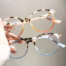 HAITONGCR Fashionable Women's Reading Glasses, With A Dual Color Splicing Round Frame That Is Versatile And Suitable For Daily Use Such As Watching Mobile Phones, Computers, And Going Out. Comes With Glasses Case And Glasses Cloth - 透明色 - 查看 4