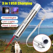 1/2 Three-In-One Pen-Type Flashlight - Pet Ultraviolet Detector, USB Rechargeable Red Light Flashlight, Cat Toy And Emergency Light