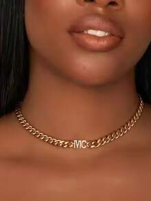 Dây chuyền khắc tên bằng đá Zirconia theo yêu cầu, kiểu Cuban, dây chuyền chữ cái cá nhân hóa, trang sức khắc tên bằng thép không gỉ, quà tặng cho phụ nữ. - Dây chuyền kim cương nguyên khối - Xem 4