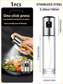 1Pc Press Type Spray Glass Oil Bottle, Kitchen Household Barbecue Oil Spray Bottle Atomizing Oil Spray Kettle