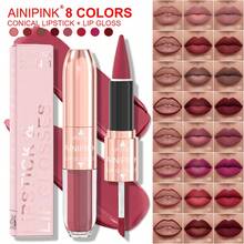 AINIPINK 1pcs [ Lip Gloss + Lipstick ], 2-In-1 Matte Easy To Color, Waterproof, Sweat-Proof, Non-Stick To Cup, Non-Fading, Long-Lasting, Exquisite, Suitable For Gifts, Festival Makeup, And Performance Makeup - Multicolor - View 2