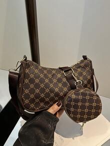 Bộ 2 túi đeo chéo họa tiết hình học phối màu thời trang - Nhiều màu - Xem 2