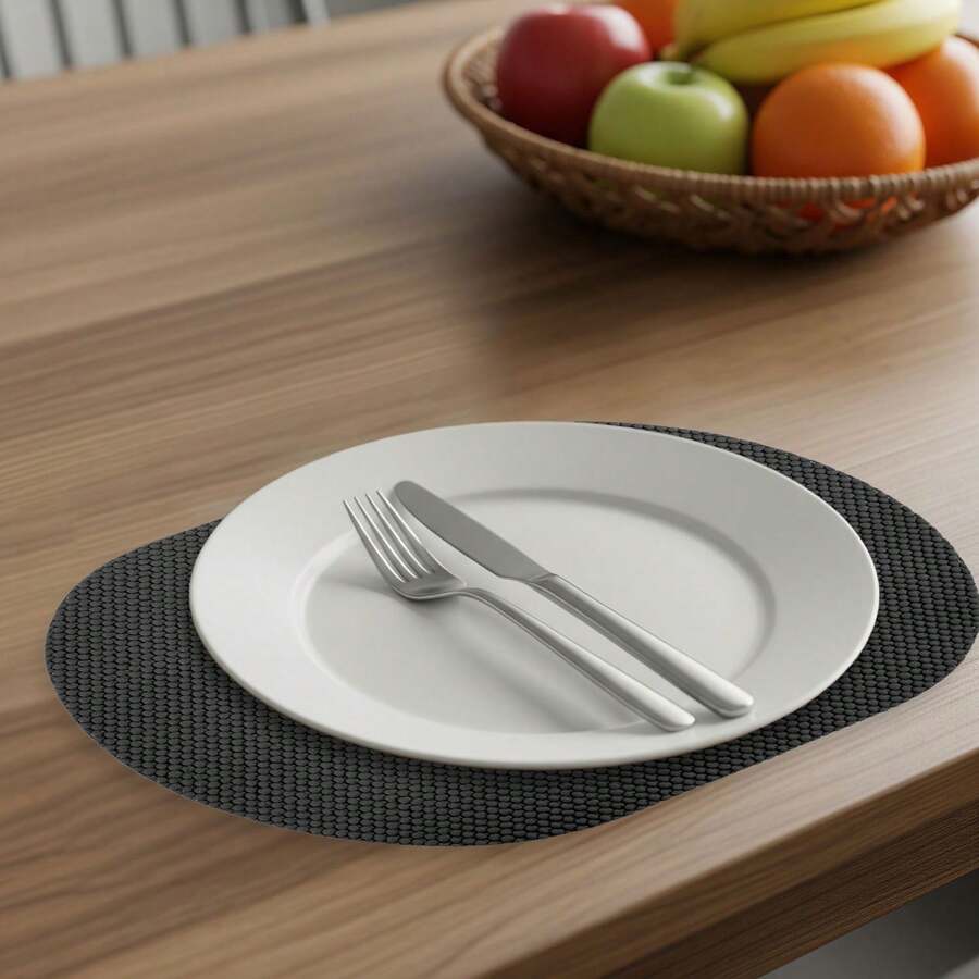 Set de 6 Manteles Individuales Antideslizantes y Reutilizables – Impermeables, Decorativos y Fáciles de Limpiar para Embellecer tu Mesa con Estilo - Negro / Net - Ver 1