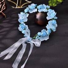 1pc Women's Woodland Style Flower Crown Headband, Bridal Headpiece For Beach Vacation, Photography Accessories Or Bridesmaid Hair Decor Valentine's Day Valentines