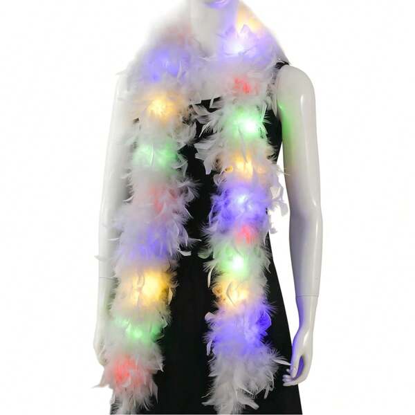 1 pieza Boa de plumas con luz LED intermitente, suministros para fiestas para adultos, favores de fiesta de carnaval, cumpleaños, bodas, conciertos, fiestas bohemias, decoración del árbol de Navidad, decoración del hogar, Halloween