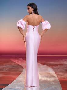 Women's Floral Embellished Off-Shoulder Dress - Pink - View 3
