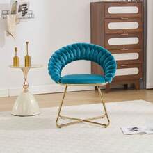 chairus 2er Set Loungesessel Wohnzimmer Samt Armlehnstuhl Sessel Schminkstuhl für Schlafzimmer Modern Polstersessel mit Goldenen Beinen - Blau - Übersicht 4