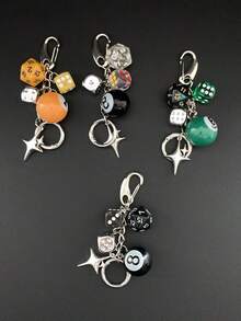 1 Móc khóa xúc xắc may mắn thủ công Unisex Phụ kiện văn hóa độc đáo Phong cách Y2K Thích hợp cho ba lô Trang trí ba lô trong suốt Móc khóa cho túi Phụ kiện ô tô dành cho phụ nữ - Trong sáng - Xem 2