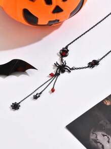 1 件哥特式蜘蛛网设计女士项链，独特的 Y 形项链，深色美学珠宝，适合日常佩戴、派对、活动、礼物