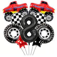 9pcs 40inch Black Large Digital Balloon Package Pickup Truck Racing Car Birthday Themed Balloon Scene Decoration