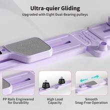 2-In-1 Multifunctional Folding Pilates Set, Fitness Exercise Equipment, Sports Tool. Foldable Design Suitable For Small Spaces. Professional Abdominal And Core Strength Training Tool. The Perfect Gift For Mothers, Friends, Or Fitness Enthusiasts. - Purple - View 9