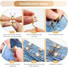 6 件裤腰扣，适合宽松牛仔裤，可重复使用金属腰夹，适用于连衣裙、裙子，无需缝纫装饰配件（金色）