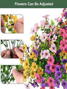 5pcs/3pcs/1pc Artificial Faux Plants Flowers Outdoor Spring Summer Decoration, Fake Silk Colorful Daisy Eucalyptus Realistic UV Resistant For Outside Home Planter Porch Patio Window Yard Decor,Outdoor Decor,Garden Decor (Mix)