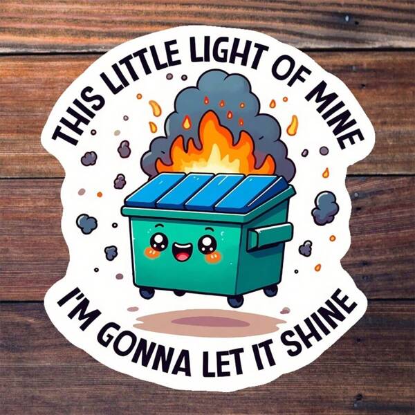 3-Inch "Cartoon Burning Dumpster" Sticker - Humorous - Themed Vinyl Sticker With Cute Illustration For Laptops, Notebooks, Water Bottles, Prank Lovers, And Whimsical Decor | Great For Comedy Enthusiasts, Fun - Seekers, And Quirky Art Admirers | Perfect For Showcasing Playfulness, Adding Hilarious Flair