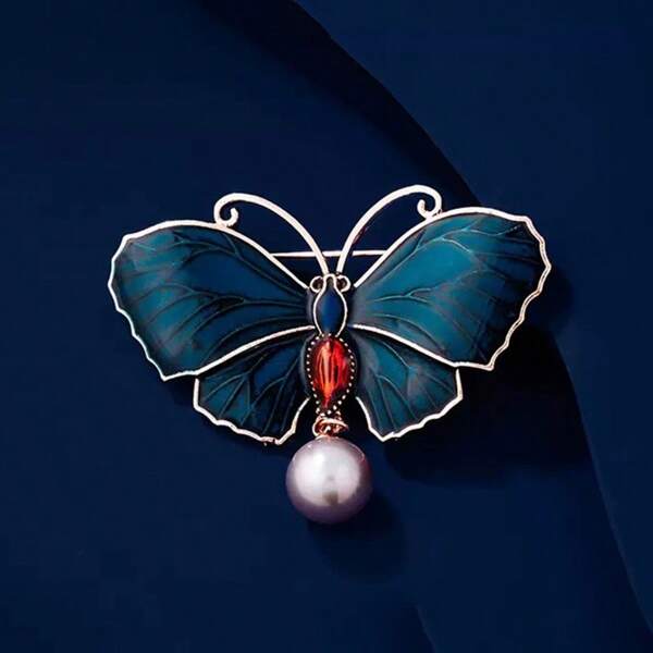 1pc Elegant Enamel Butterfly Brooch, Fashion And Versatile Decor For Suits, Sweaters, Korean Style