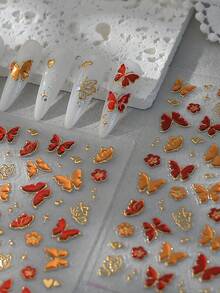 1pc Gold Butterfly Nail Art Sticker - Brand New - Luxurious & Brilliant - Exquisite Design, Fashionable Accent, Create DIY Charming Nails, Showcase Luxurious & Alluring Style - Gold - View 6