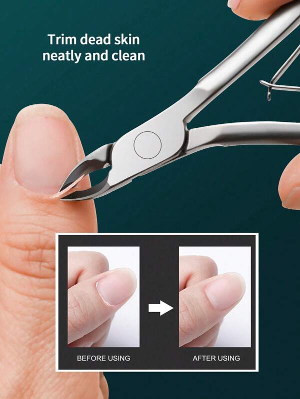 Nagelhautpflege-Tools: Edelstahl-Nagelhautschere speziell für Maniküren, mit scharfen Klingen zum Trimmen von abgestorbener Haut und Nagelhäuten. Inklusive Nagelhautschieber für einfache Anwendung, entwickelt für hohe Effizienz und professionelle Qualität für Nageldesigner. Die Schere hat eine Klingenöffnung von 5 mm., Nagelzubehör, Nagelwerkzeuge, Nail Art Werkzeuge, Schulanfang, Nägel, Nagelwerkzeuge für Aufstecknägel