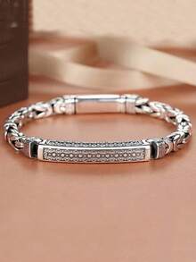 时尚个性化男士手链，复古龙骨与和平标记设计编织链，简约独特 - E029 - 查看 2