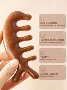 2-In-1 Dolphin Massage Comb, Sandalwood Comb, Wide-Tooth Comb, Multi-Functional Comb, Haircare, Neck & Scalp Massage - Multicolor - View 4