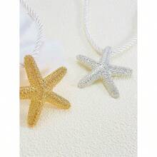 1pc Beach Style Exaggerated Starfish Pendant Chunky Rope Necklace, For Vacation - 1 - View 3