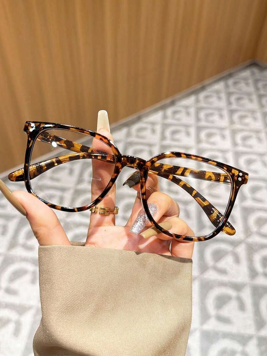 1 件超大男女通用复古休闲时尚有色眼镜，简约复古风格电脑眼镜，可爱百搭，适合学校、日常使用和办公室