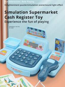 1pc Children's Supermarket Cash Register Toy, Suitable For Girls, Can Be Used As A Pretend Play Toy, Baby Toy, Multifunctional Simulation Toy, Puzzle Toy, Christmas Gift, Easter Gift, Includes Assorted Accessories In Random Colors, Text, Patterns, And Shapes. - Multicolor - View 6