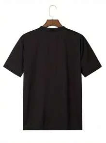 Front Printed With Lovely Pattern Printed Round Collar Short Sleeve T-Shirt Top Comfort Breathable Fabric Leisure Sports Style Men 100% Cotton Street Wear T-Shirt (Choose A Larger Size To Get A Loose Effect)