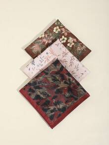 1pc Men's Vintage Floral Leaf Pocket Square, Suitable For Business Meetings, Formal Dinners, Wedding Guests, Groom/Groomsmen, Versatile Casual Wear