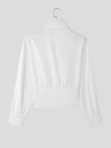 INCERUN Men Cowl Neck Buttons Puff Long Sleeve Pleated Party Casual Loose Blouse Office Work Solid Shirt Tops - trắng - Xem 4