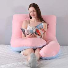 Funda de Almohada para Embarazadas Funda de Almohada de Maternidad Cubierta de Algodón Puro Multifuncional en Forma de U para Mujeres Embarazadas - Azul - Ver 3