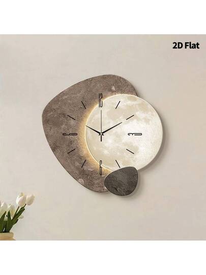 1pc 2D Flat Textured Planetary Blocks Silently Wand Clock, Super Silent Quartz Movement, No Ticking, ating Clocks In Living Rooms, Bedroom, Offices, Kitchens, Cafes, Perfect ative Friends Family Home Room view 11