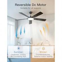 Modern Black Ceiling Fan For Bedroom Living Room Kitchen Indoor, Dimmable, Quiet DC Reversible, 3CCT, 52 Inch Ceiling Fan With Light And Remote Control, Ceiling Fans With Lights