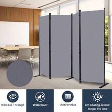 Room Divider Single Panel Privacy Screen, Wide Rolling Wall Divider With Lockable Wheels, Portable Room Partition Screen, Freestanding Room Divider Screen For Home Offi - Panel mejorado de 4 paneles + gris - Ver 3