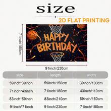2D Basketball Theme Birthday Party Backdrop - Multipurpose Polyester Decoration, Perfect For Photography, Cake Table Banner, Indoor And Outdoor Use