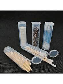 1/2/3/5pcs Sewing Needle Storage Tubes With Lids - Ideal For Embroidery, Felt And Sewing, DIY Gifts, Sewing Supplies And Accessories; Toothpick Storage Box; Cotton Swab Storage Bucket; Alcohol Wipe Plastic Container; Plastic Storage Jar; Compressed Wet Wipe Bucket - Multicolor - View 4
