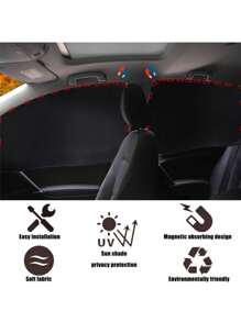 4pcs/2pcs Car Window Sunshade - 100% Blackout Car Window Curtain - Magnetic Side Window Sunshade, Keeping The Car Cooler, Suitable For Napping, Changing Clothes, Camping, And Working - one-size - View 4