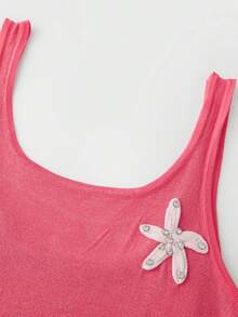 Women's Starfish Sequin Mini Dress,Square Neck Knit Bodycon Short Dress,Sleeveless Star Print Micro Dress,Summer Teen Girl Going Out Aesthetic Streetwear Suitable For Beach Daily Dating Vaction Party Club Concert - Hồng - Xem 7