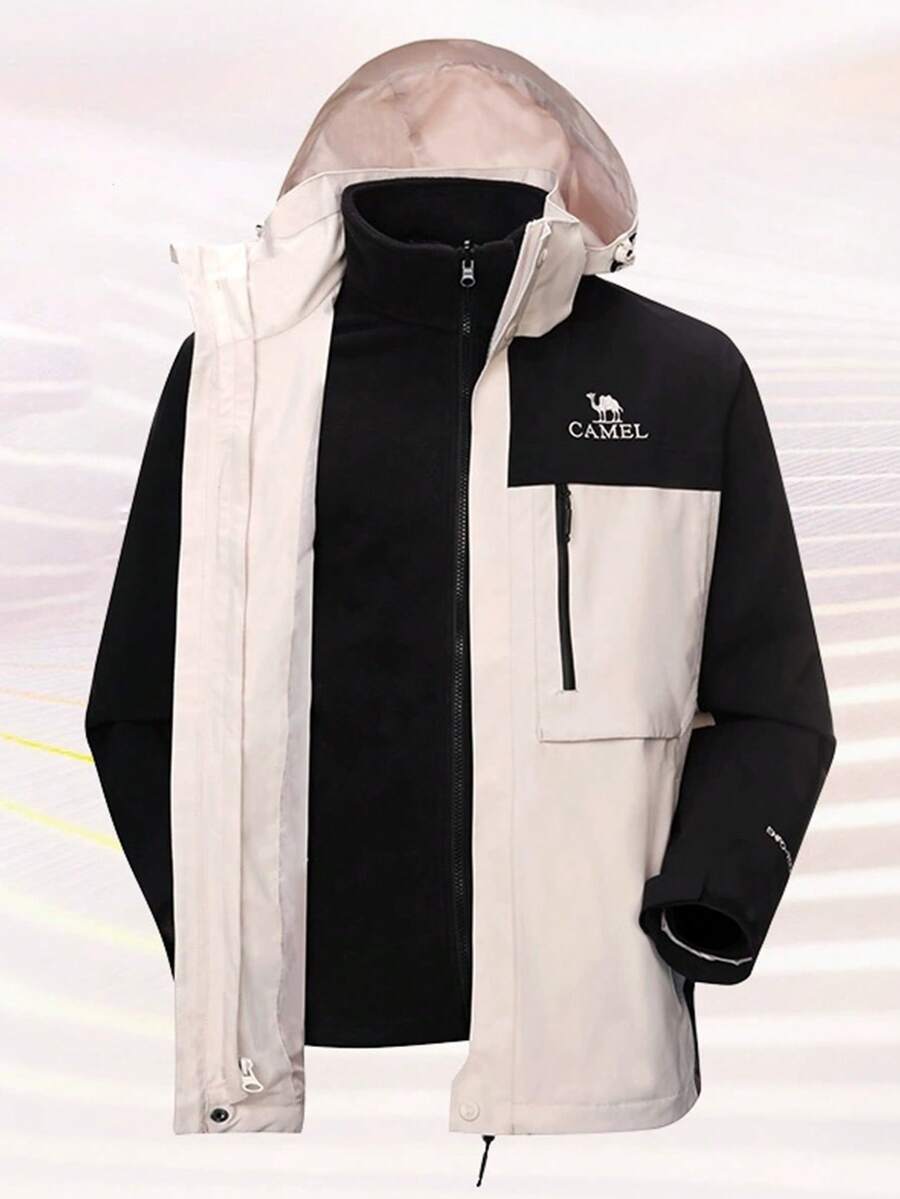 CAMEL CROWN Men's 3-In-1 Waterproof Windproof Warm Outdoor Hiking Jacket - Phantom Dark Oak Ash - View 1